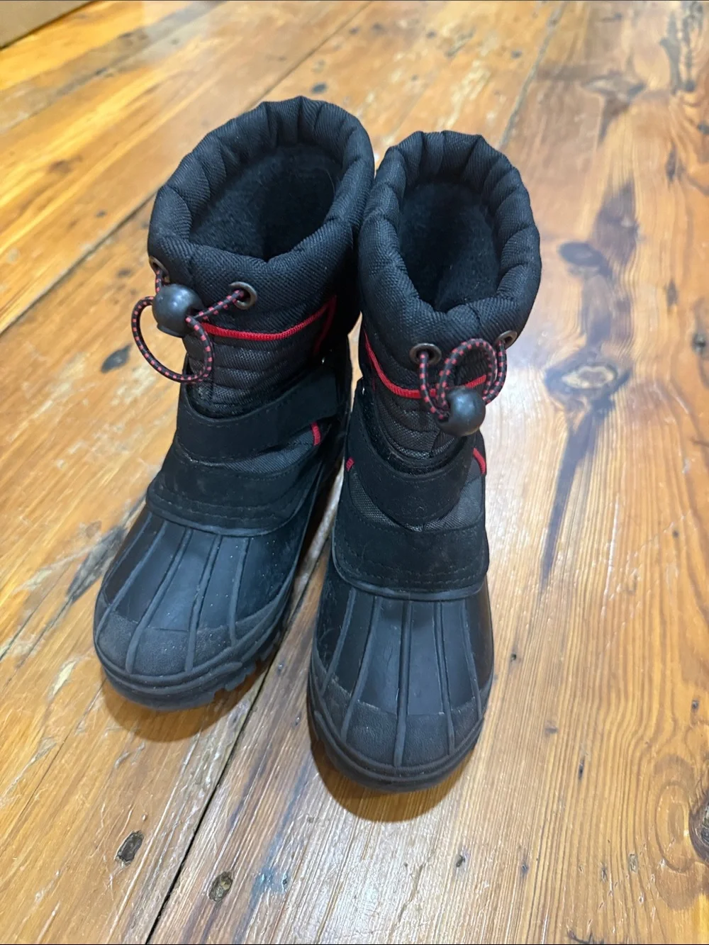 totes Kids Black Winter Rain & Snow Boots with Red Accent Size 10
